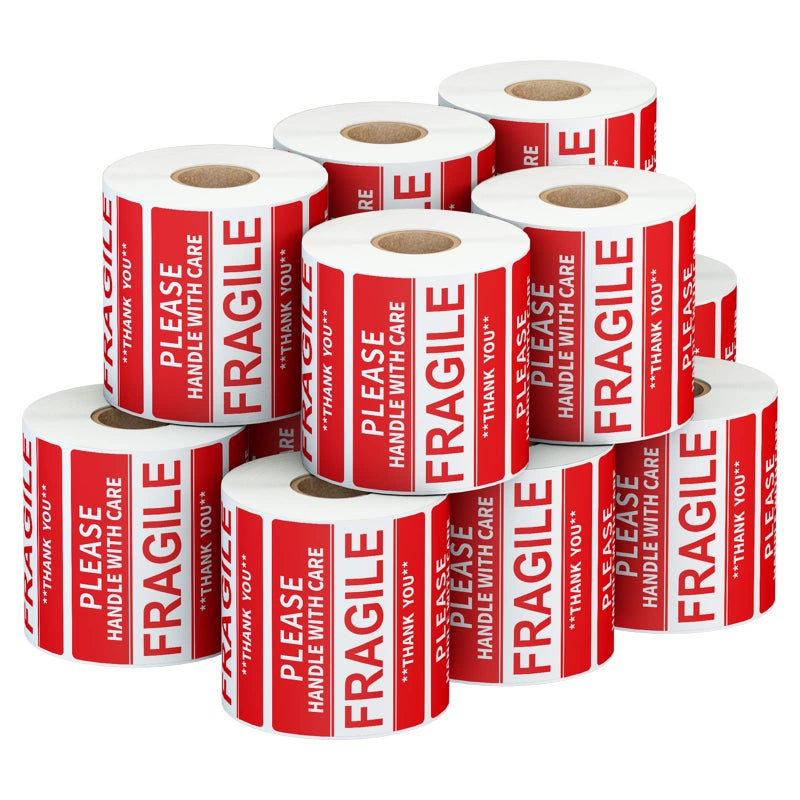 Anylabel 3 x 2 inch Handle with Care Fragile Thank You Warning Packing Shipping Label Stickers Permanent Adhesive (12 Rolls, 6000 Labels) - Image 1
